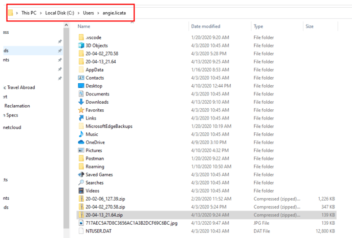 Locating your .zip File